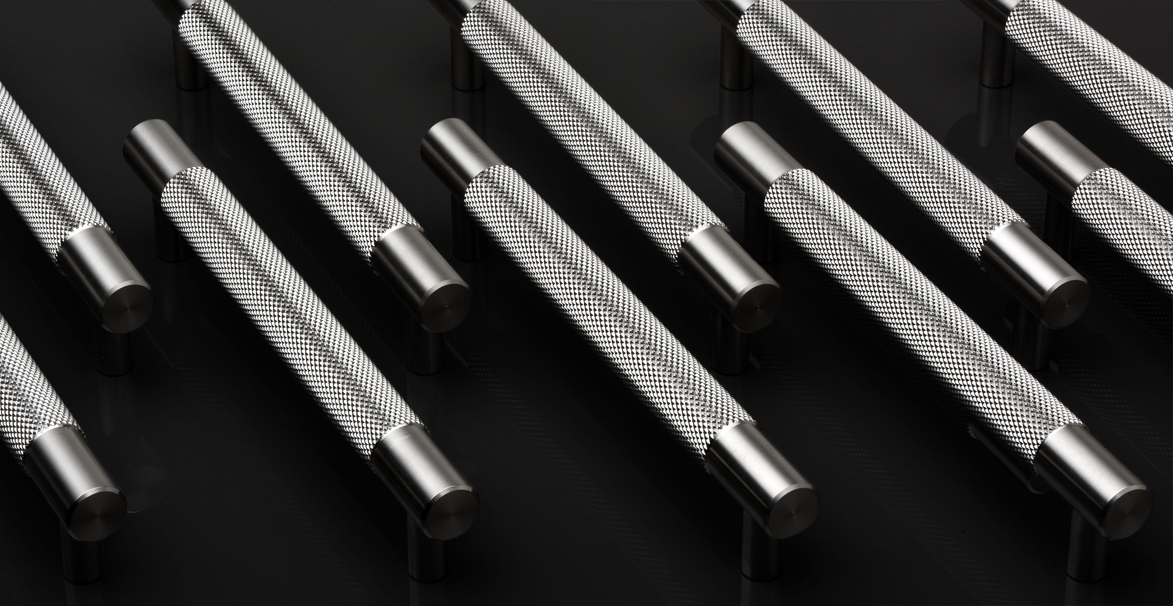 Kor cabinet pulls with knurled texture close up